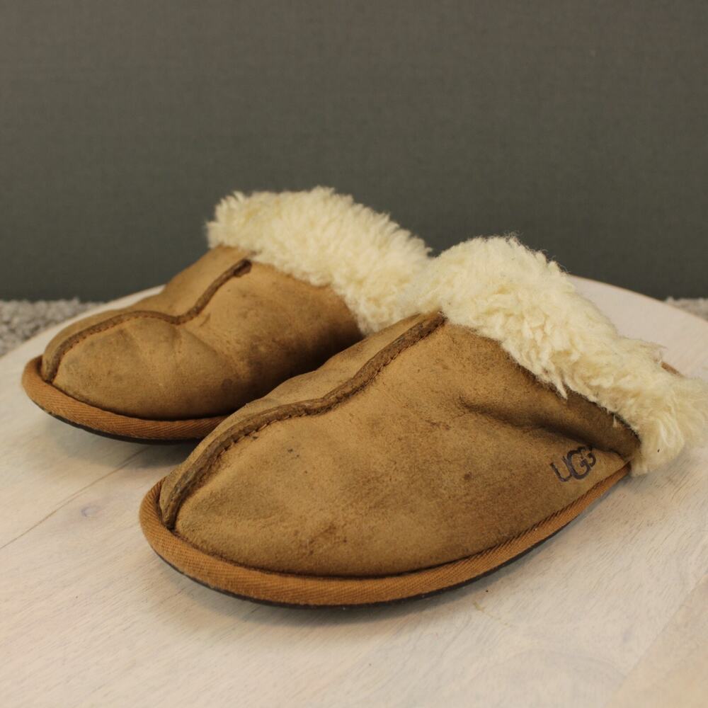 UGG Scuffette II Slippers Womens 6 Chestnut Suede Sheepskin - Picture 4 of 8